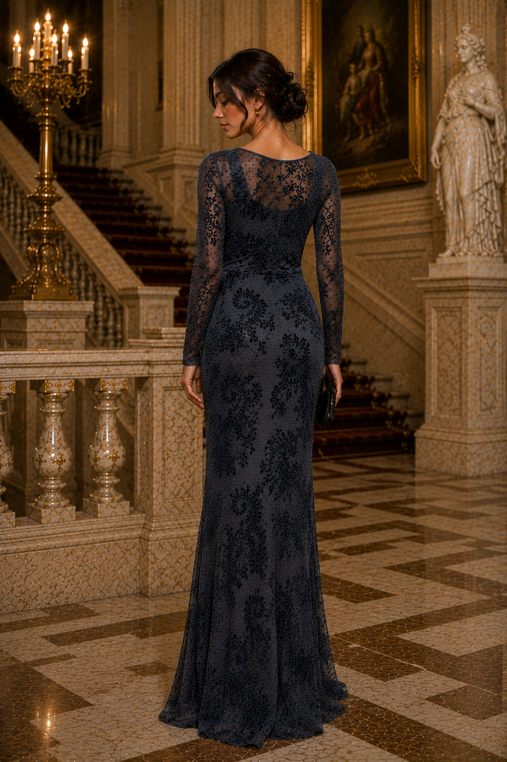 Flocked Mesh Dress