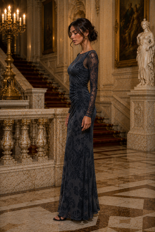 Flocked Mesh Dress