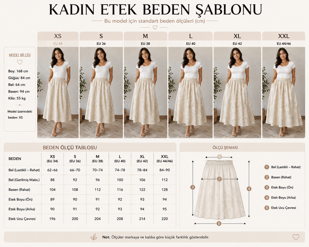 Printed Linen Midi Skirt Beige
