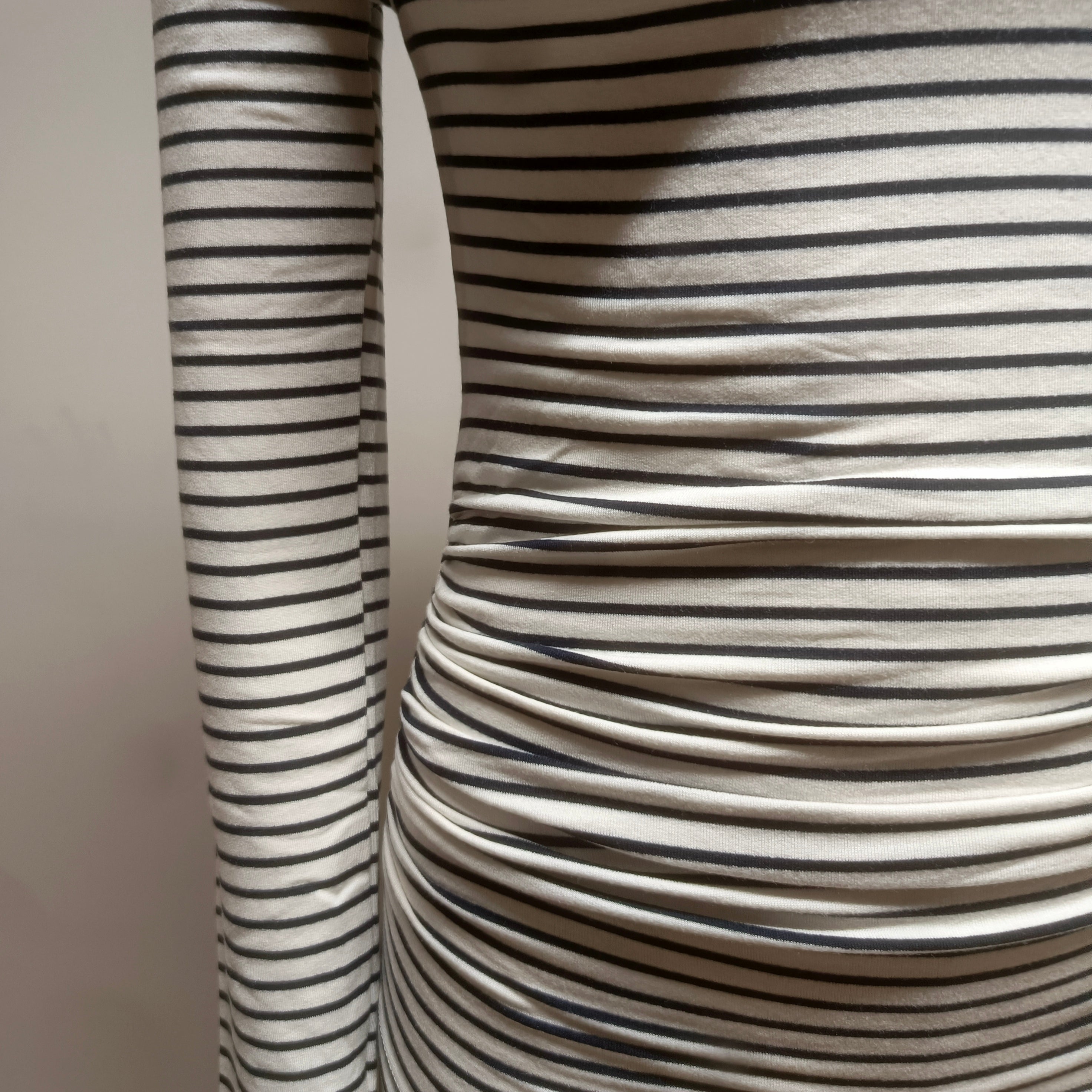 Striped Ruched Mock Neck Top