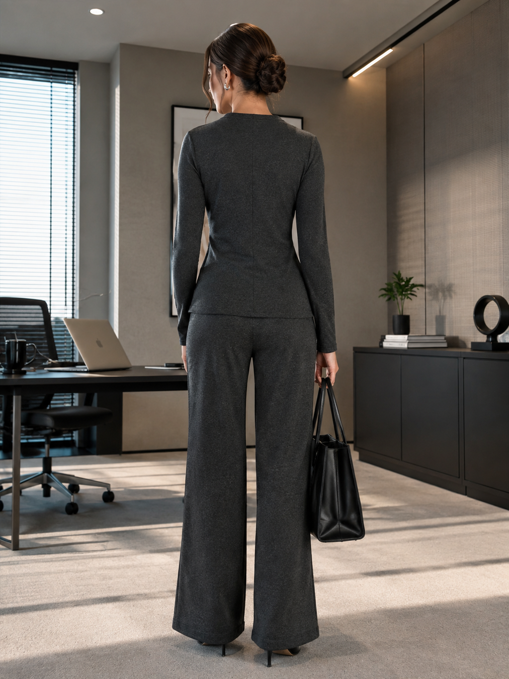 Silver Buckle Palazzo Suit