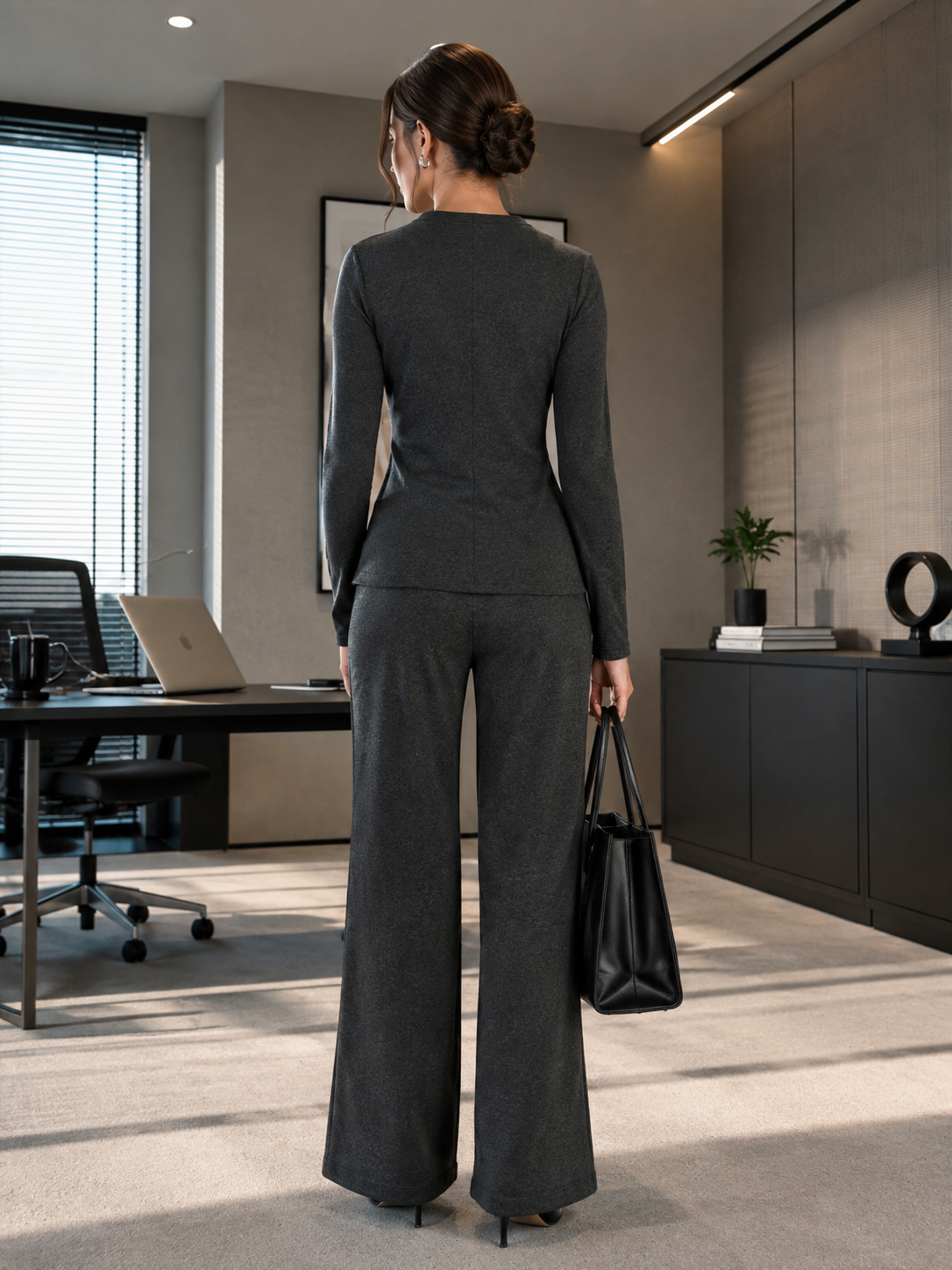 Silver Buckle Palazzo Suit